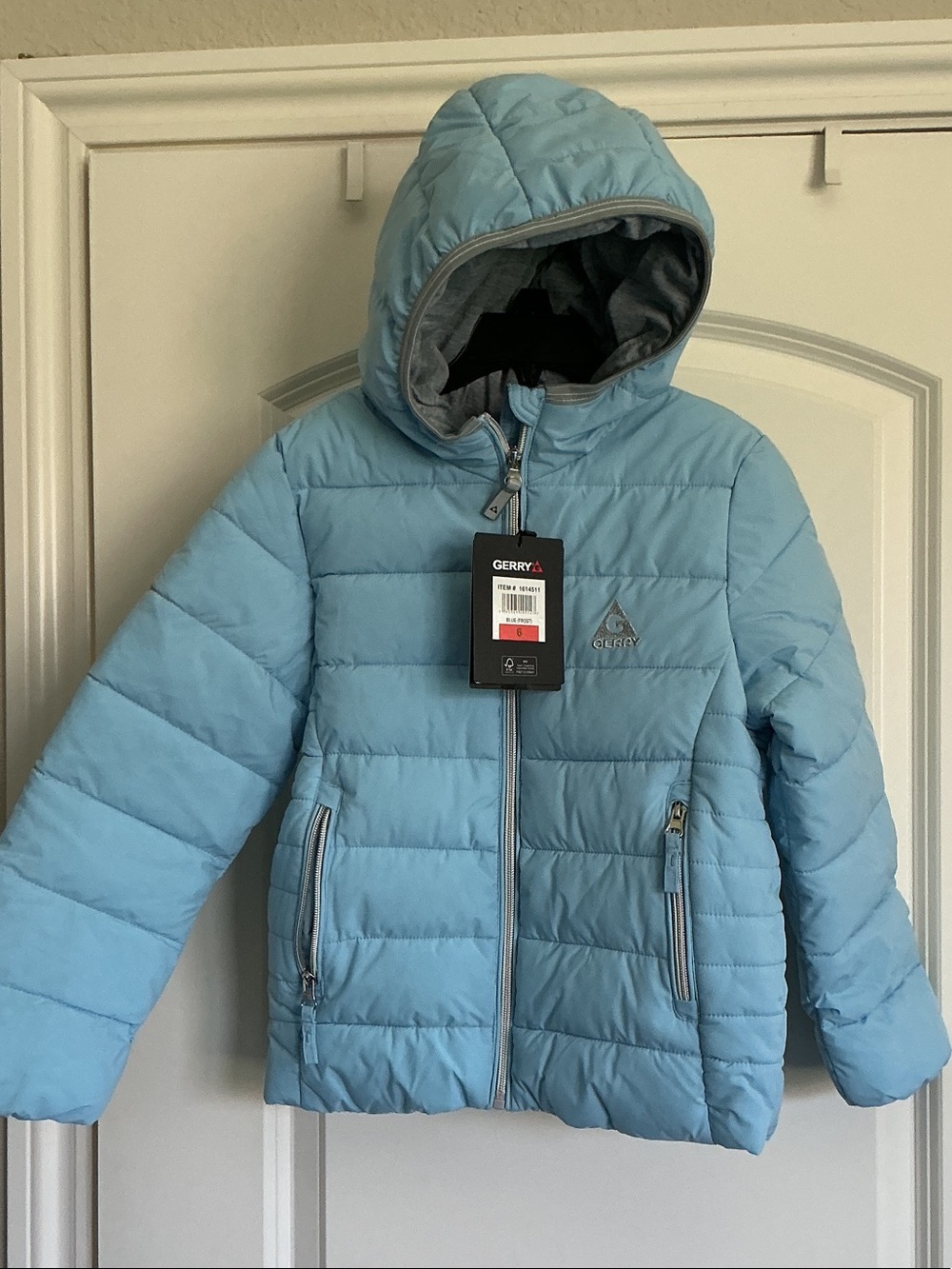 NEW Gerry Kids Light Blue Hooded Puffer Jacket